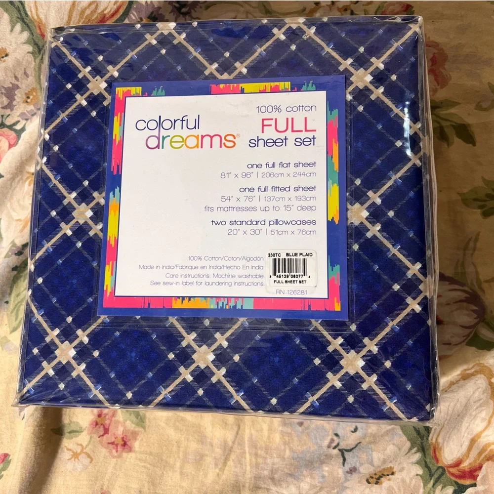 Blue Plaid Full Sheet Set